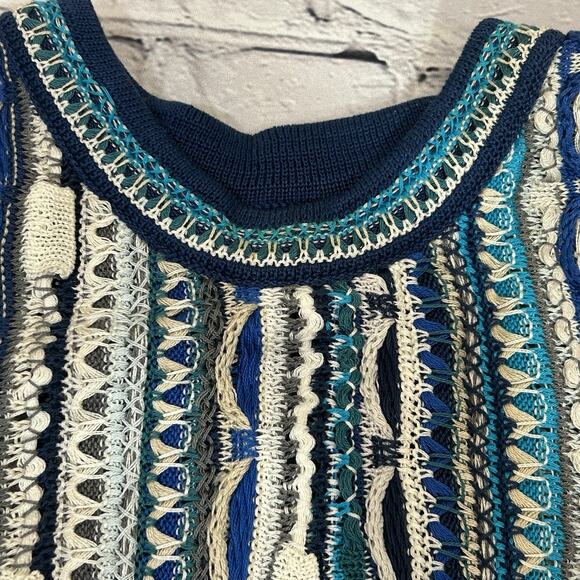 Vintage Authentic Coogi Australia Sweater Multi-Colored Cotton 3D Knit Sz Lrg - Picture 7 of 8